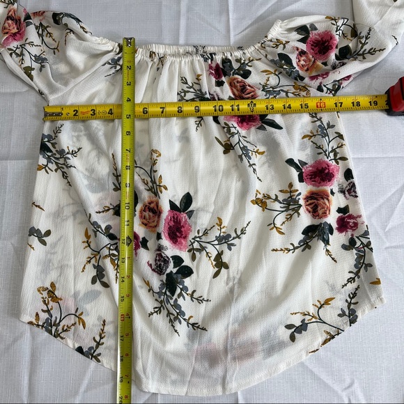 OFF THE SHOULDER boho floral blouse M cream - Picture 8 of 9